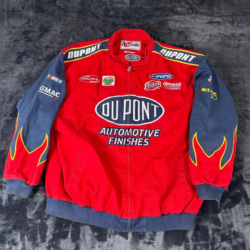 Chase Authentics Racing Jacket Mens XXL Red DuPont NASCAR Flame Twill 2191‎